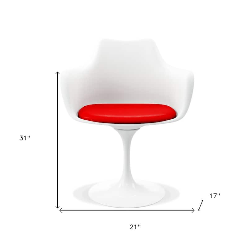 Upholstered Swivel Armchair with Faux Leather and Metal Legs for Dining Room or Office Seating - 31”H x 21”W x 17”D