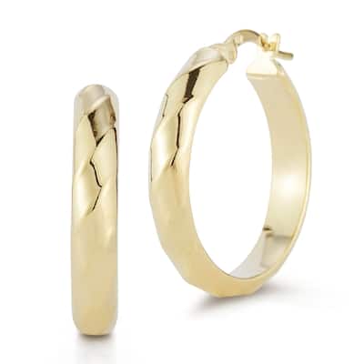 Soleil Sterling Silver Reflective Twist Medium Hoop Earrings