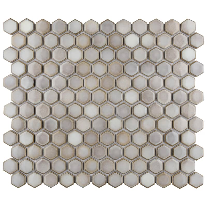 Merola Tile Hudson 1" Hex Dove Grey 11-7/8" x 13-1/4" Porcelain Mosaic Floor and Wall Tile