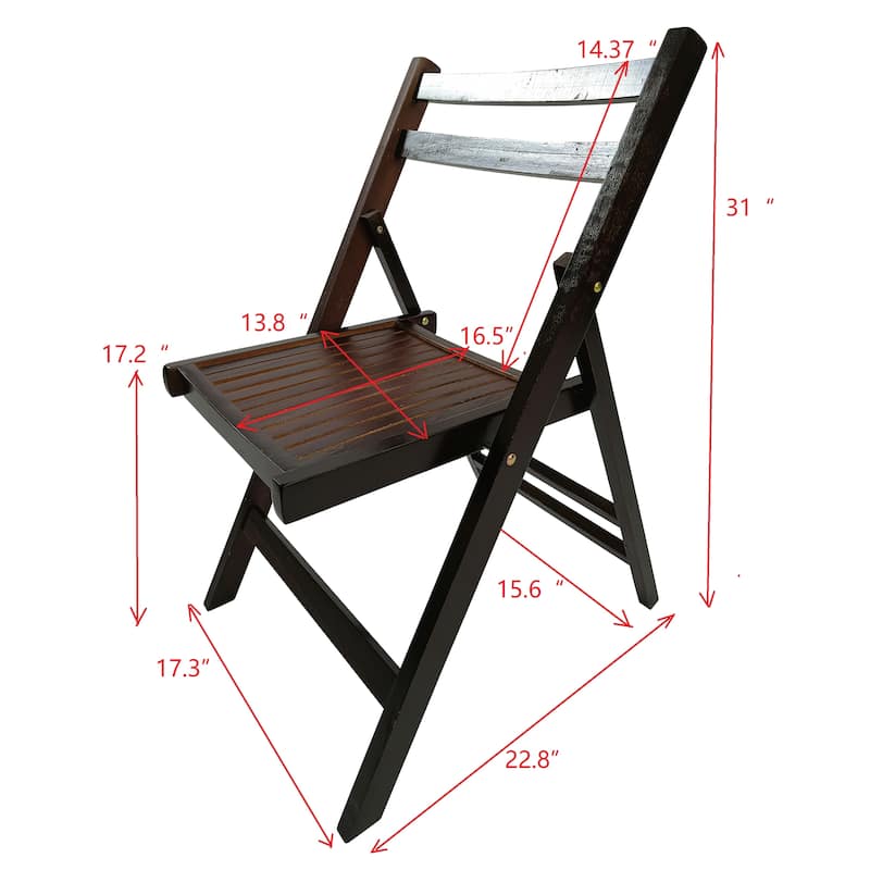 Set of 4 Slatted Wood Folding Event Chair, Wedding Chair, Wooden Slatted Seat for Dining Room Kitchen Balcony Wedding