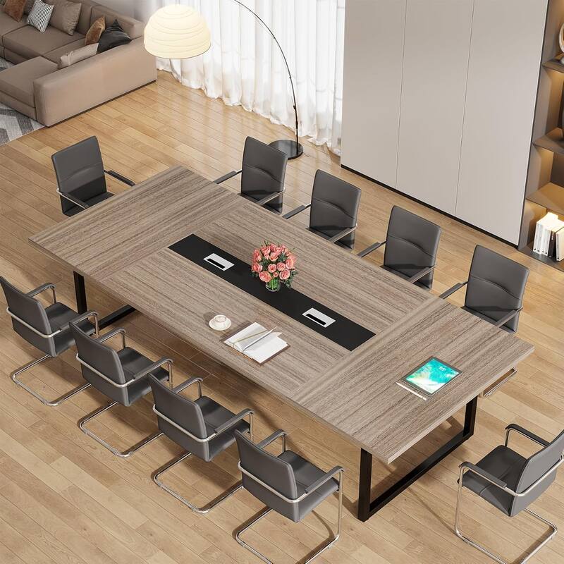8FT Conference Table, Large Meeting Table for 10 People, Easy Assembly