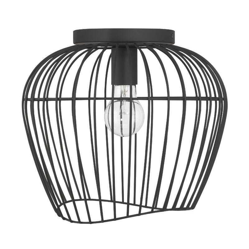 Hunter Redding Matte Black 1 Light Flush Mount - Industrial - Hallway, Bathroom, Entryway, Patio
