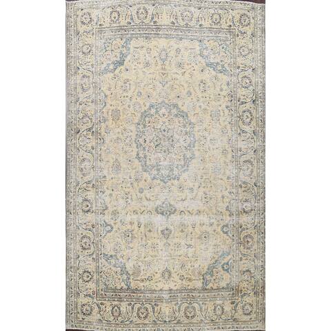 Muted Floral Kashan Persian Area Rug Wool Hand-knotted Carpet - 9'7" x 12'9"