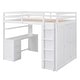 preview thumbnail 23 of 52, Twin/Full Size High Loft Bed with Built-in Desk and Wardrobe, Wooden Loftbed Bedframe with 3 Drawers, for Kids, Teens, Adults