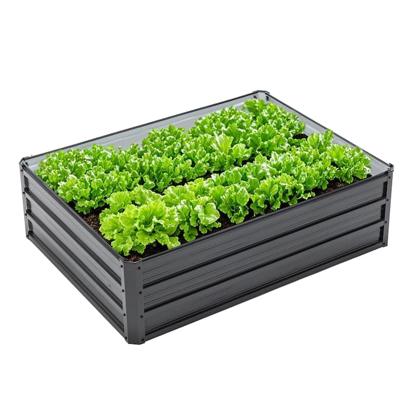 4x3x1ft Metal Raised Garden Bed,Deep Root Outdoor Galvanized Planter Box,Patio Kit Planting Beds
