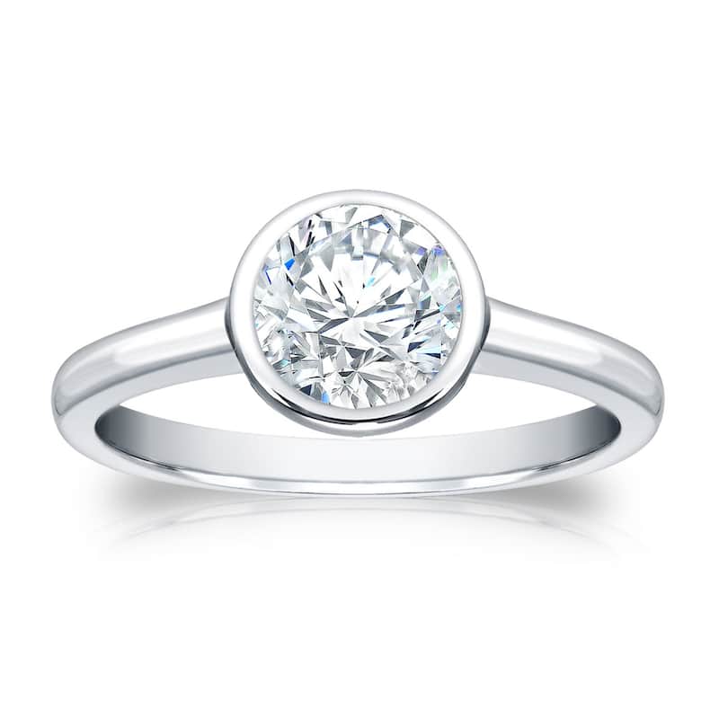 Auriya 18k Gold 1ctw Bezel Solitaire Diamond Engagement Ring - White - 4