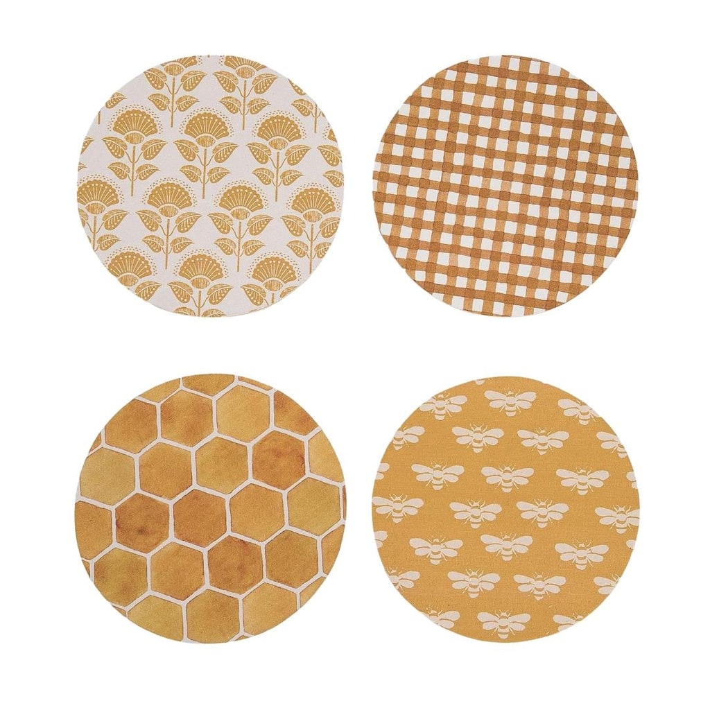 Transpac Wooden Coasters w/Bees Set of 4 Home Decorations Spring