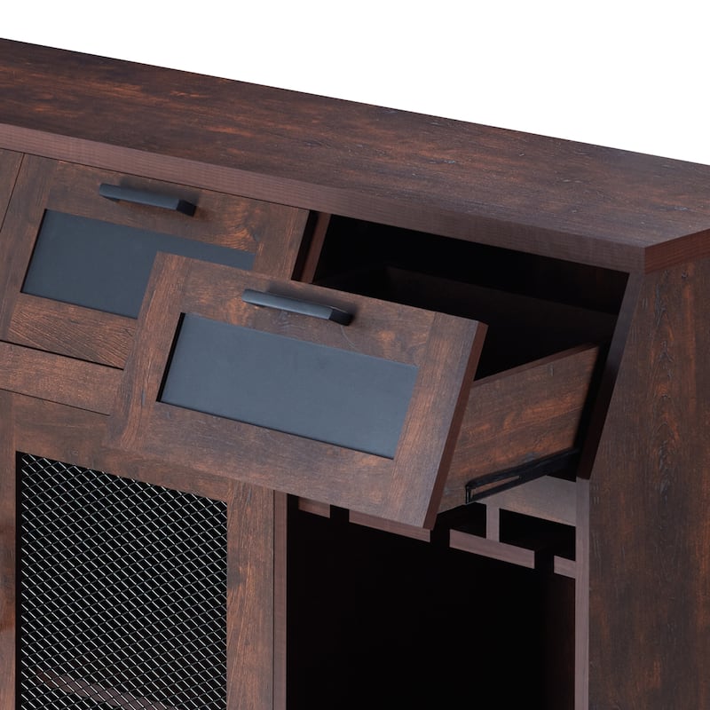 DH BASIC Farmhouse Vintage Walnut 48" Sideboard Buffet by Denhour