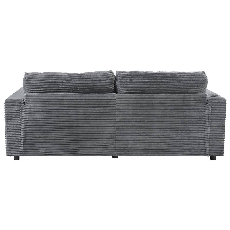 86.5" Corduroy Chaise Lounge Sofa with 2 USB Ports, Cup Holders, and 550lb Capacity
