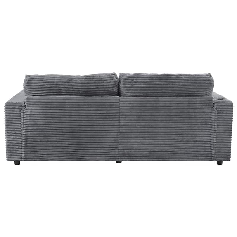 Corduroy Loveseat, Upholstered Deep Seat Sofa Lounge Couch Bed w2 Pillows and 2 Cup Holders 2 USB Ports Recliner Sofa