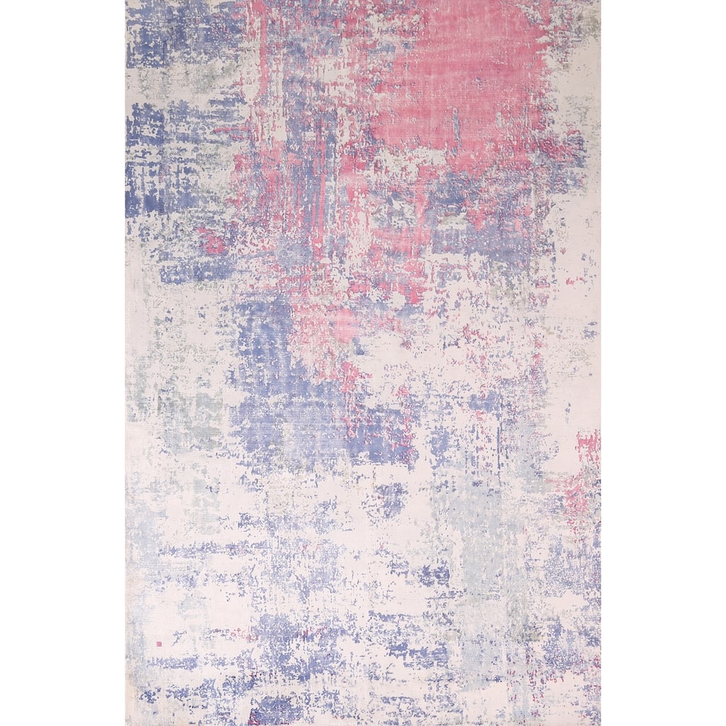 All-Over Abstract Contemporary Rug Hand-Knotted Bedroom Wool Carpet - 6'7"x 10'2"