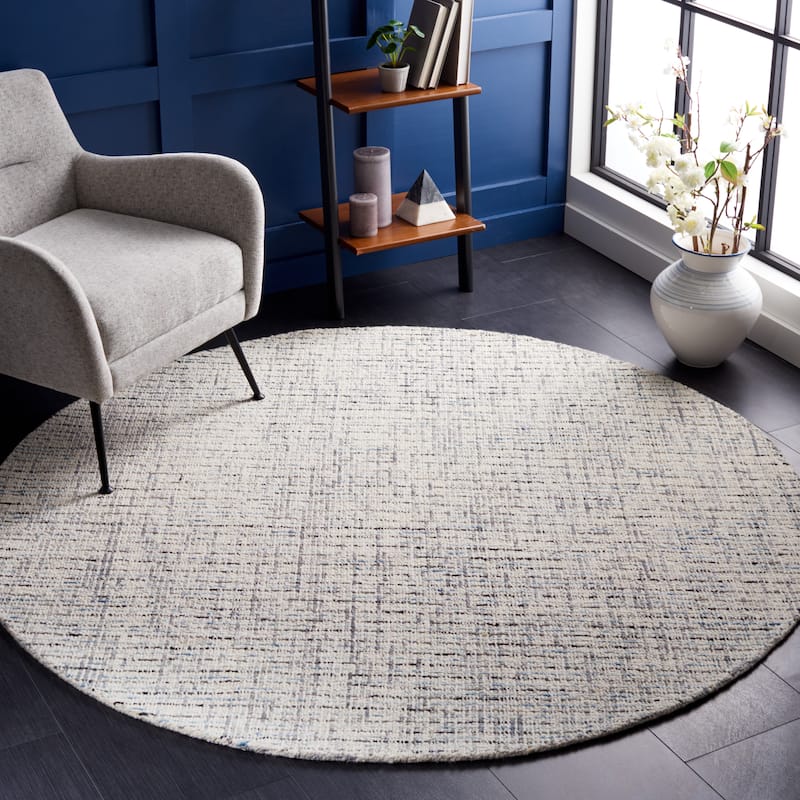 SAFAVIEH Handmade Abstract Lotje Modern Wool Rug - 4' Round - Grey/Ivory