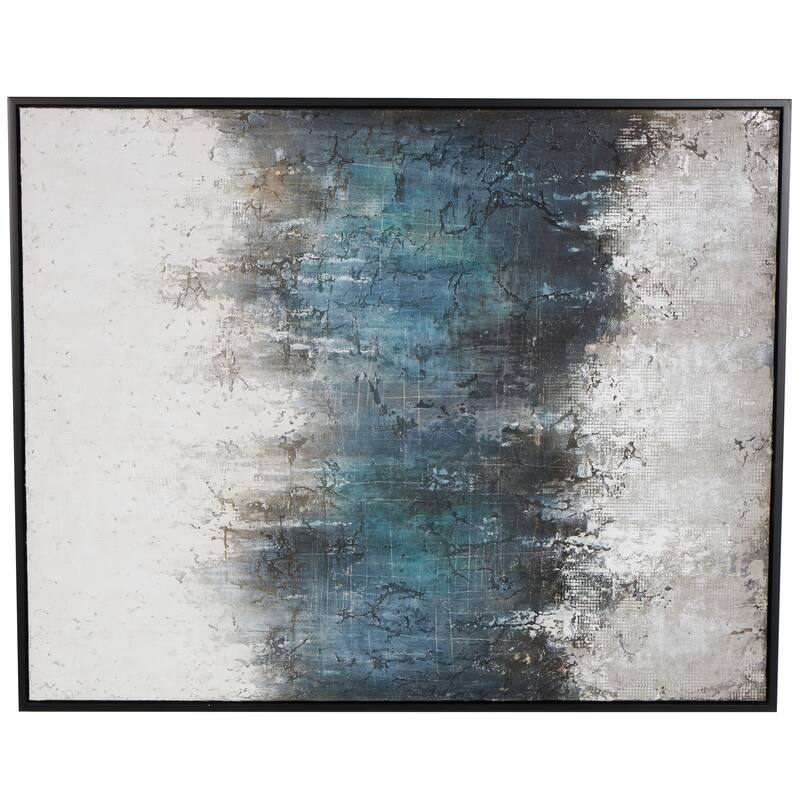 Silver Canvas Silver Embellishments Geometric Living Room Framed Wall Art with Black Frame