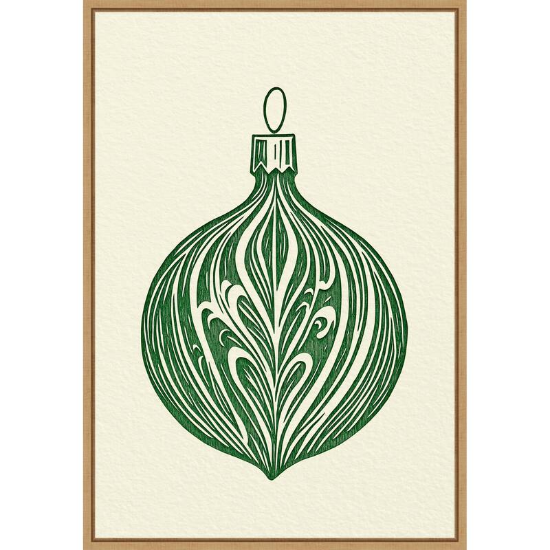 Woodcut Bauble by Pictufy Studio (23 x 33 in.), Framed Canvas Wall Art Print - Sylvie Natural