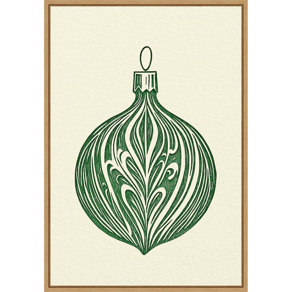 Woodcut Bauble by Pictufy Studio (23 x 33 in.), Framed Canvas Wall Art Print - Sylvie Natural