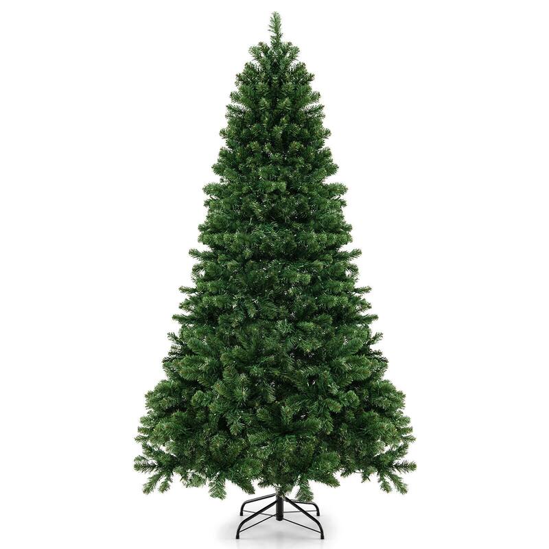 Gymax 6/7/8 FT Pre-Lit Artificial Christmas Tree Hinged Xmas Tree w/