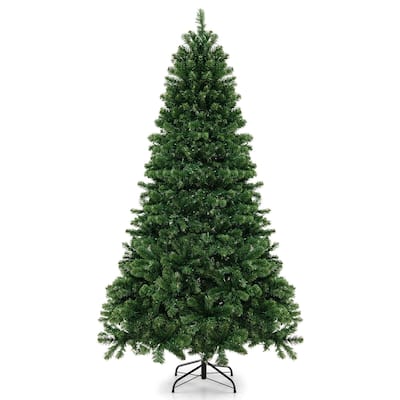 Gymax 6/7/8 FT Pre-Lit Artificial Christmas Tree Hinged Xmas Tree w/