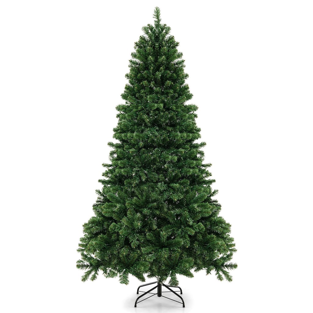 Gymax 6/7/8 FT Pre-Lit Artificial Christmas Tree Hinged Xmas Tree w/