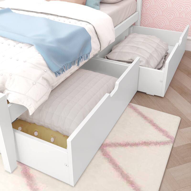 Max and Lily Twin-Size Bed with Panel Headboard and Storage Drawers