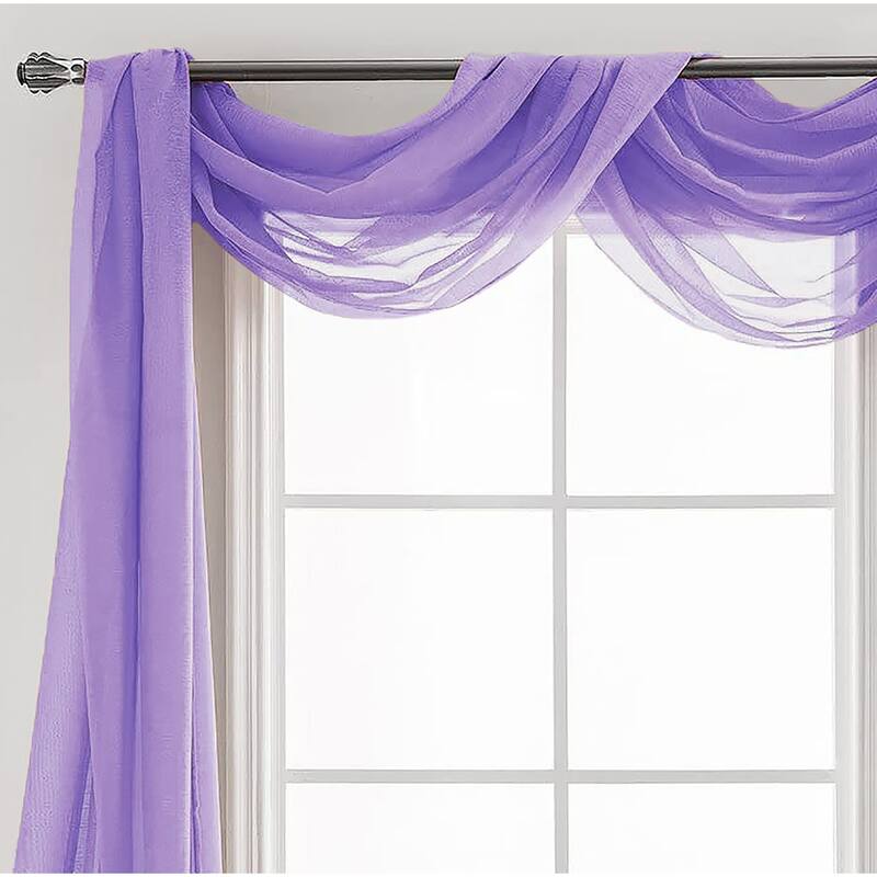 37" x 216" - Sheer Window Scarf Valance Topper Draping Extra Long