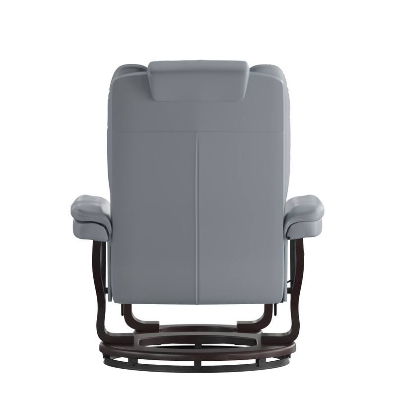 Contemporary LeatherSoft Recliner with Horizontal Stitching and Ottoman