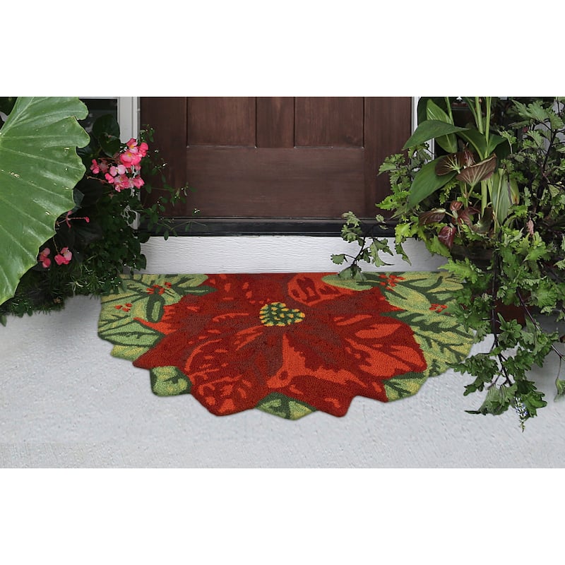 Liora Manne Frontporch Poinsettia Indoor/Outdoor Rug - 1'8" x 2' 6.5"