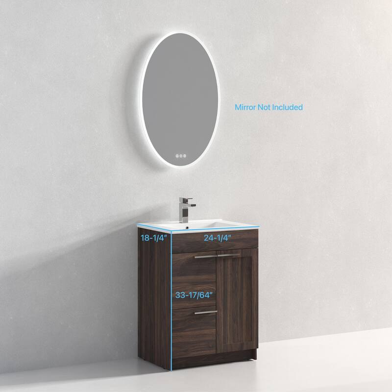 Blossom Hanover 24 Inch Bathroom Vanity with Topmount Ceramic Sink