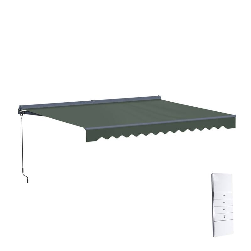 ALEKO Moroccan Semi-Cassette Motorized Patio Awning - Forest Green - 16 x 10 Feet