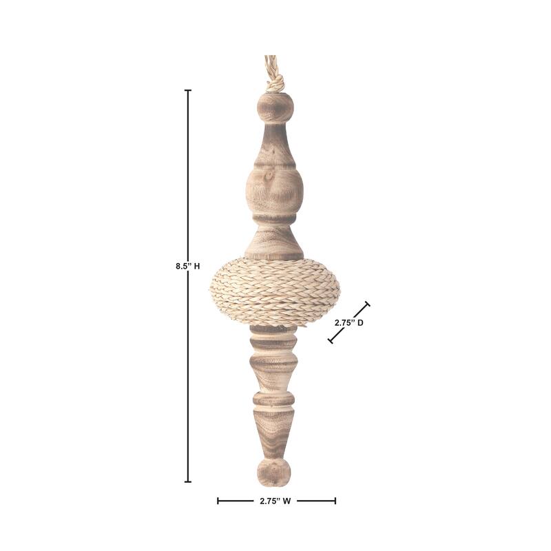 8" Woven Raffia Wood Finial