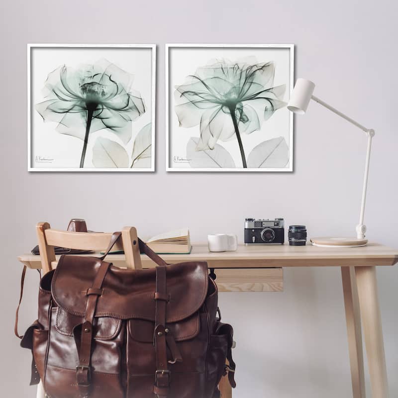 Stupell Serene Emerald Rose Framed Giclee Art Design By Albert Koetsier (Set of 2)