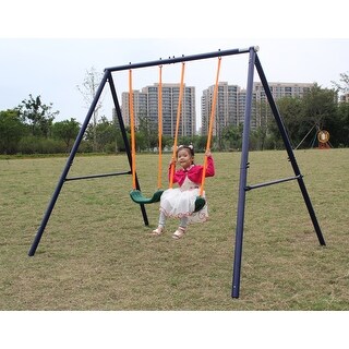 Two Station Swing Set for Children Double the Outdoor Fun - 102"L x 74"W x 71"H