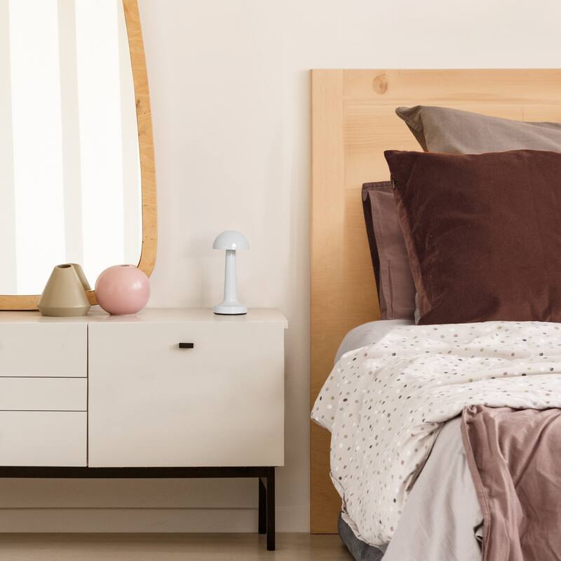 LED Metal Mushroom Mini Touch Sensor Desk Lamp - 8.75" - White