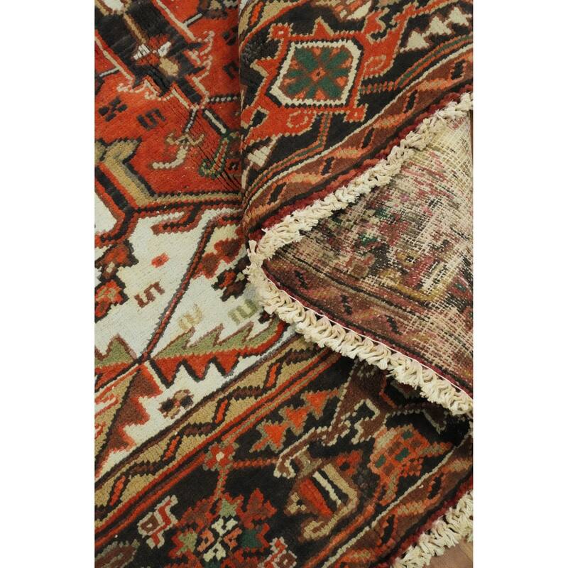 Hand Knotted Oriental 100% Wool Carpet Traditional Medallion Oranges & Rust Heriz Area Rug - 11' 3'' X 8' 4''