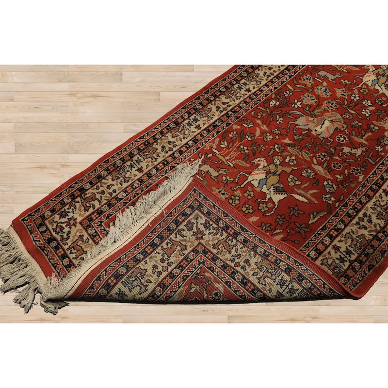 3'1''x18'8'' Runner Hand Knotted Wool Burnt Orange Kashan Area Rug - 3' 1'' x 18' 8''