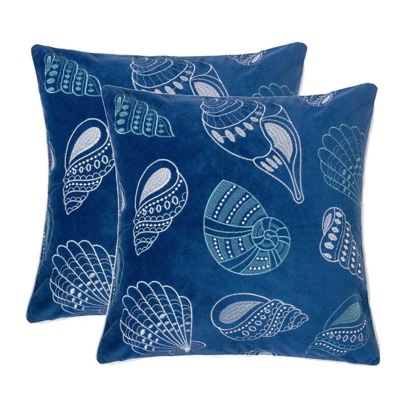 Blue and Spa Seashells Pillow