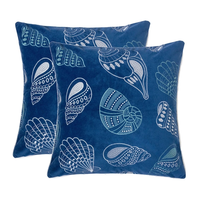Seashell Print Throw Pillow Cover 20x20 Inches with Hidden Zipper