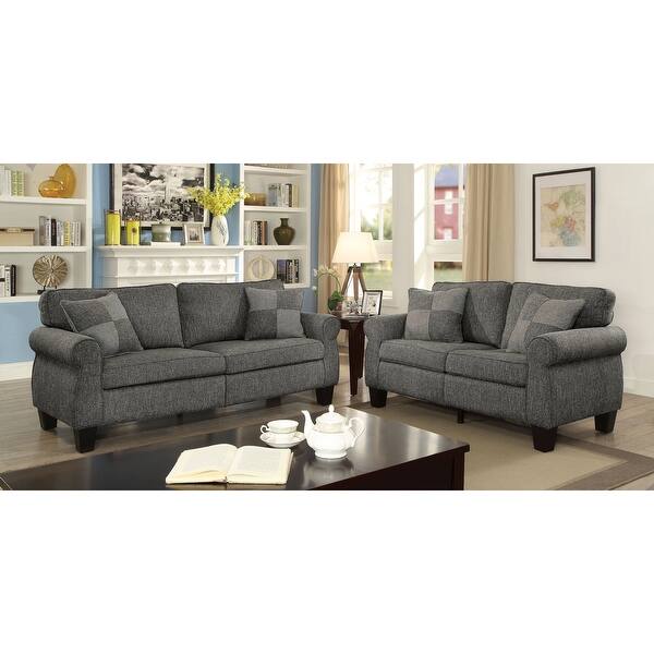 Furniture of America Nele Contemporary Linen Fabric 2piece Sofa Set
