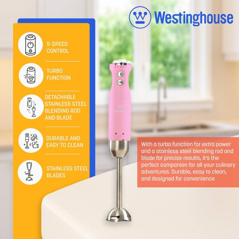 Westinghouse 5-Speed Immersion Hand Blender - Retro Series, 4 Colors