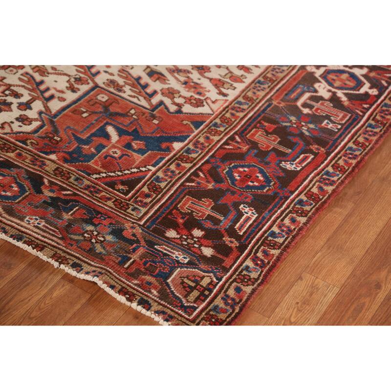 Hand Knotted Oriental 100% Wool Carpet Traditional Medallion Red Heriz Area Rug - 10' 8'' X 8' 2''