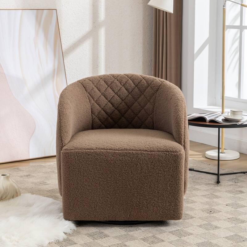 21.06"Seat Width Soft Teddy Fabric Swivel Chair For Living Room