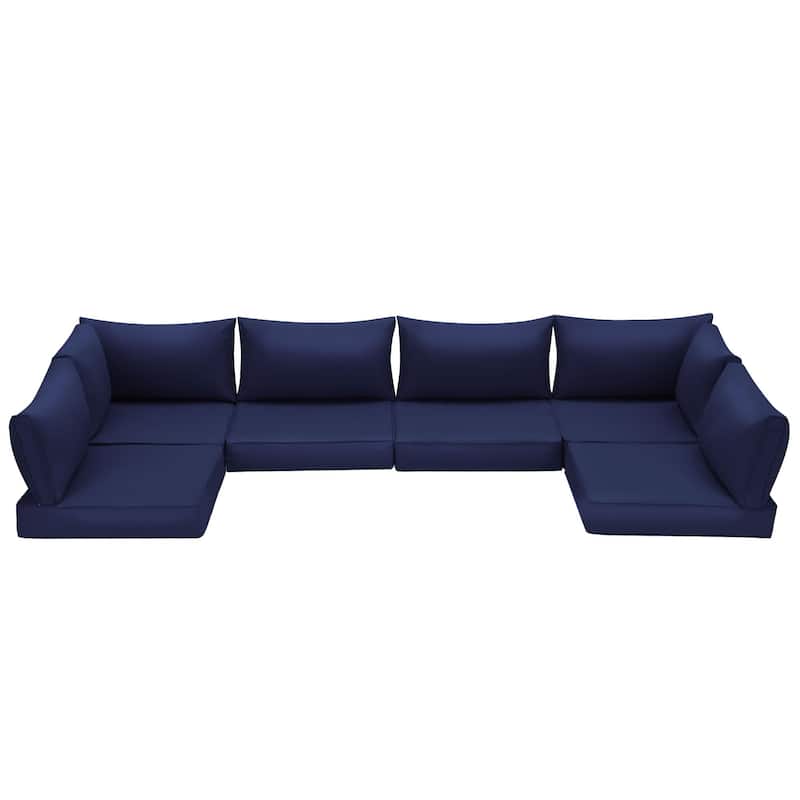 Outdoor Replacement Cushions for Patio Furniture, Waterproof & Non-Slip 4" Sofa Cushions, 6-Seat Conversation Sets, UV-Resistant - Navy Blue
