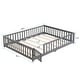 preview thumbnail 8 of 6, Gray Queen Size Wood Floor Bed with Door and Fence for Kids' Rooms