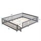 preview thumbnail 8 of 6, Queen Size Solid Wood Platform Bed Floor Bed with Door and Fence