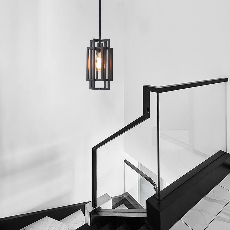 Open Metal Frame Classic Traditional Chandelier, Rustic Farmhouse 1 -Light Pendant for Dining Living Room, Kitchen