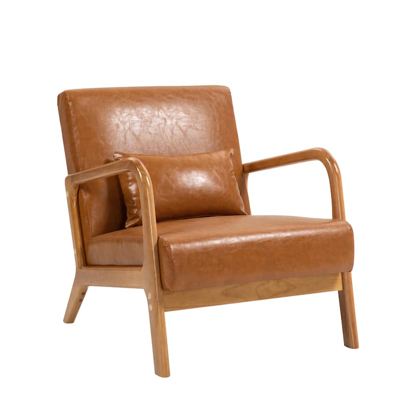 Mid Century Solid Wood Upholstered Accent Chair