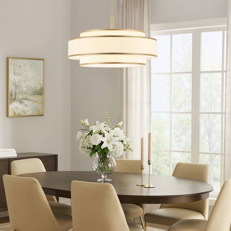 GetLedel 5-Light Double Shaded Dimmable Drum Chandelier