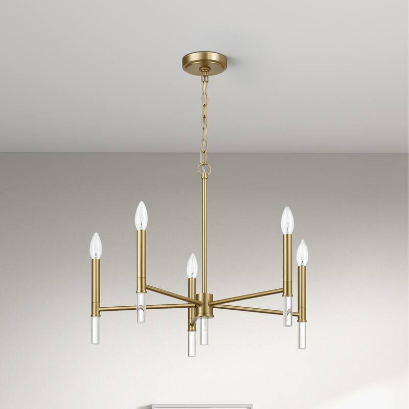 Rotto Five-Light Chandelier and Candle-Style Design - Champagne bronze