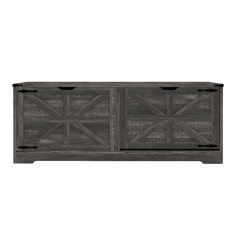 Moasis 55" Width Shoe Storage Bench,Shoe Cabinet with 3 Flip Drawer & Flip-Top Storage