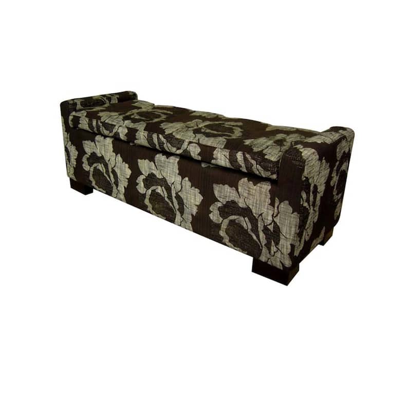 Bold Brown Floral Long Storage Bench