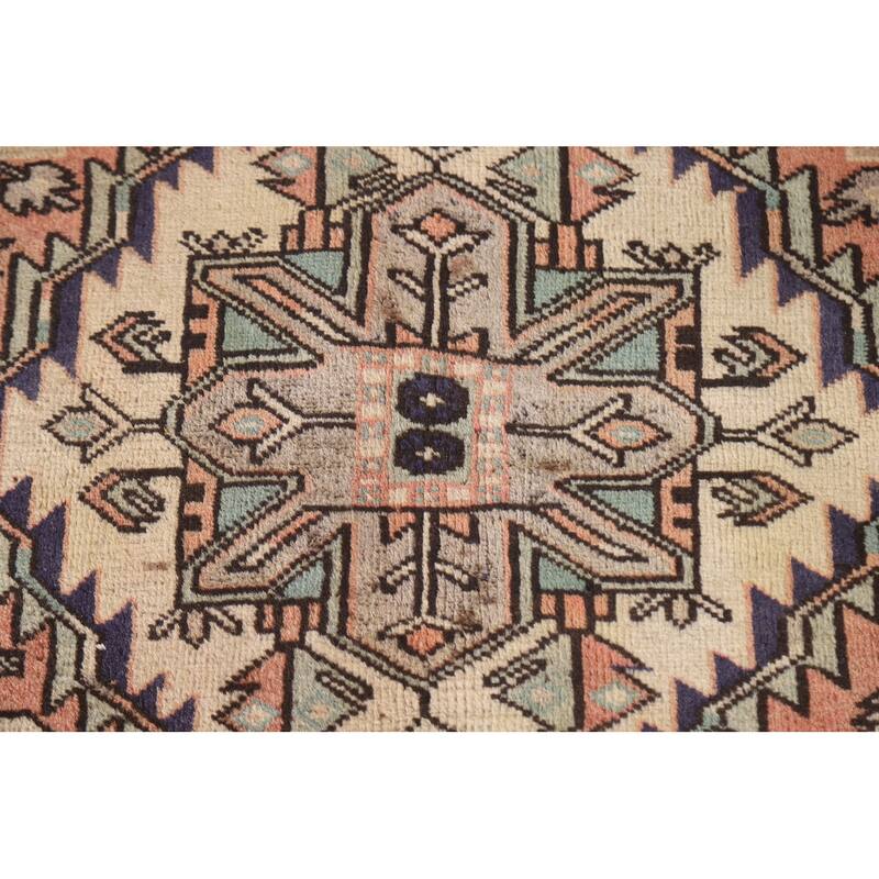 Geometric Ardebil Persian Vintage Area Rug Hand-knotted Wool Carpet - 4'9"x 10'0"